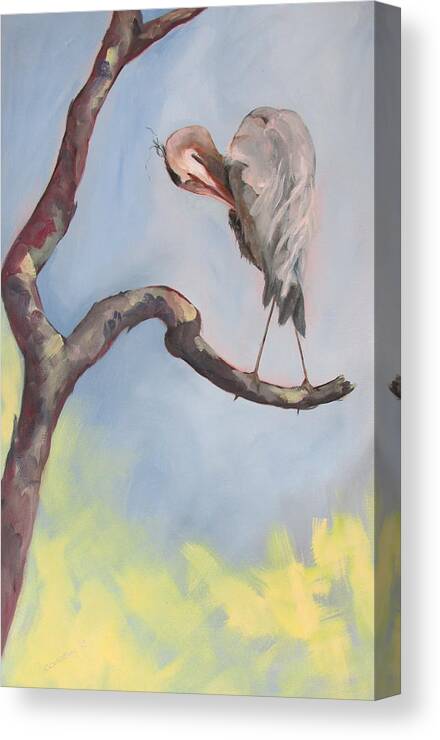 Heron Canvas Print featuring the painting Preening by Susan Richardson