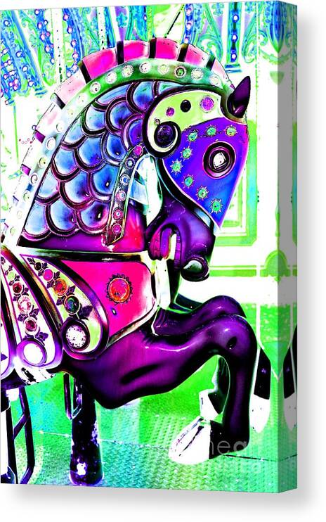 Carousel Canvas Print featuring the digital art Purple Carousel Horse by Patty Vicknair