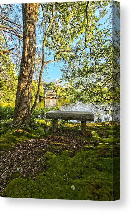 Quogue Canvas Print featuring the photograph Quogue Wildlife Refuge Stone Bench II by Robert Seifert