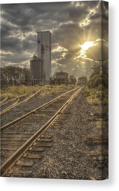 Railroad Canvas Print featuring the photograph Railroad Sunrise by Jason Politte