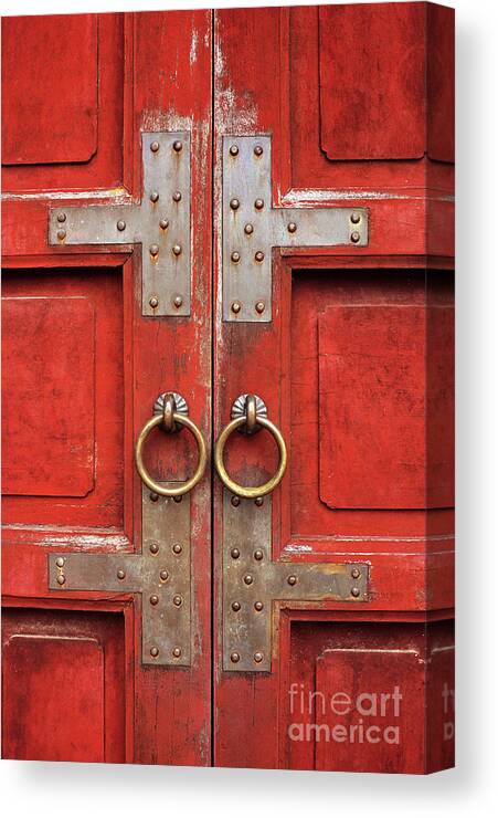 Vietnam Canvas Print featuring the photograph Red Doors 01 by Rick Piper Photography