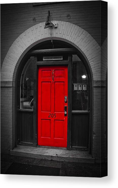 Savannah Canvas Print featuring the photograph Behind the Red Door by Ryan Moyer