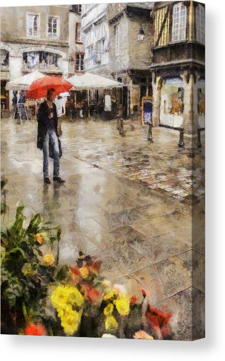 Red Canvas Print featuring the photograph Red Umbrella by Nigel R Bell
