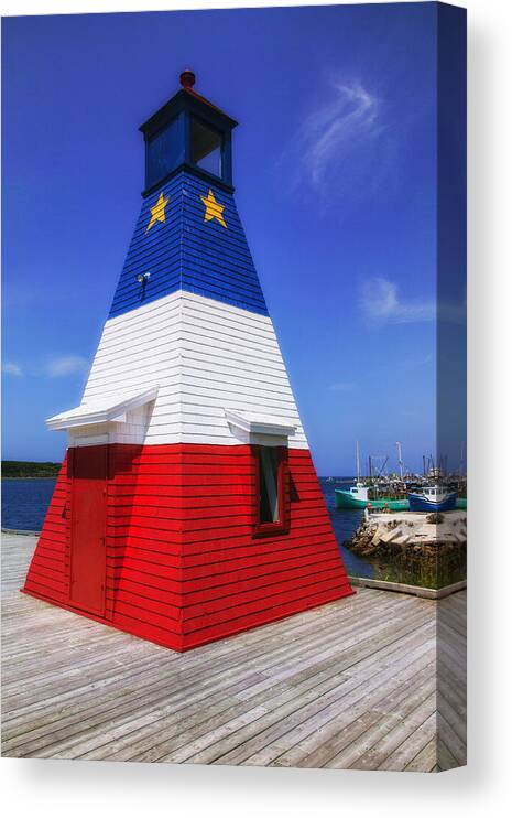Light Station Canvas Print featuring the photograph Red White And Blue Lighthouse by Garry Gay