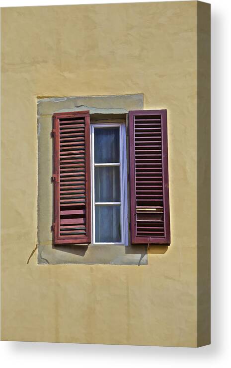 Architecture Canvas Print featuring the photograph Red Window Shutters of Florence by David Letts