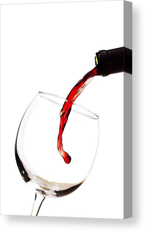 Wine Poured Into Glass Canvas Print featuring the photograph Red Wine Poured into Wineglass by Dustin K Ryan