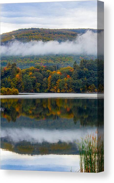 Clouds Canvas Print featuring the photograph Retreat pond morning 2 by Vance Bell