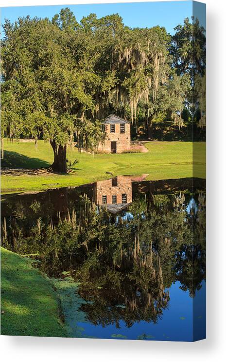 Rice Mill Canvas Print featuring the photograph Rice Mill Pond Reflection by Patricia Schaefer