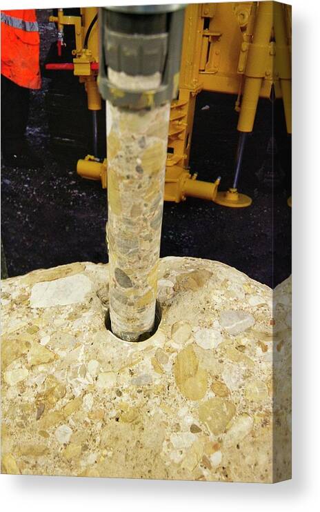 Boulder Canvas Print featuring the photograph Rock Coring Drill by Mark Williamson/science Photo Library