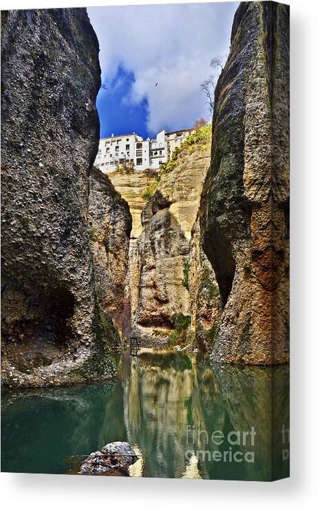 Andalucia Canvas Print featuring the photograph Ronda - Andaluzia - Spain - Canyon behind the House of the Moorish King by Carlos Alkmin