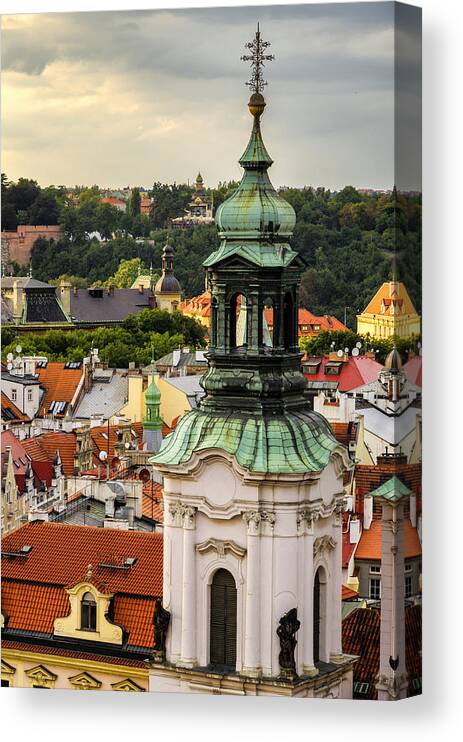 Sun Canvas Print featuring the photograph Rooftops of Prague 1 by Pablo Lopez