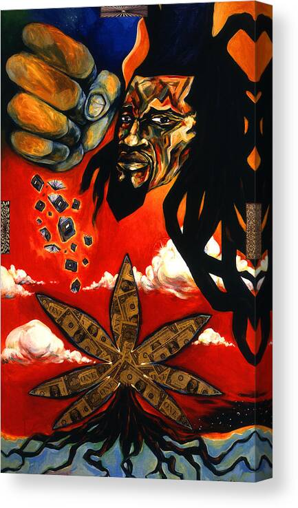 Cannabis. Commonly Known As Marijuana Canvas Print featuring the painting Rootzlife by Cardell Walker