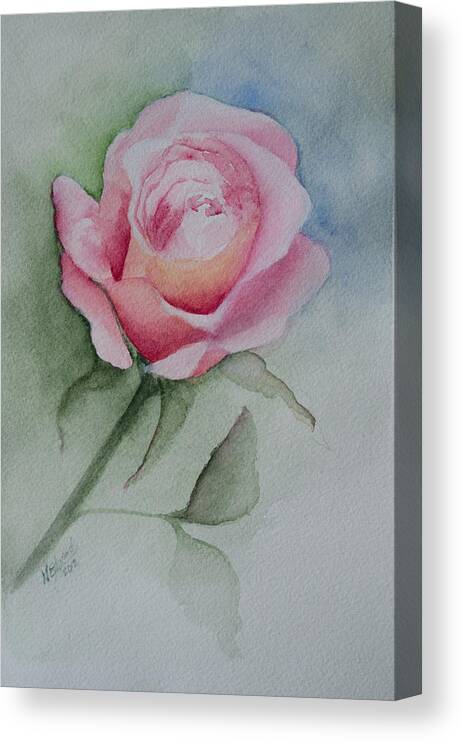 Flower Canvas Print featuring the painting Rose 1 by Nancy Edwards