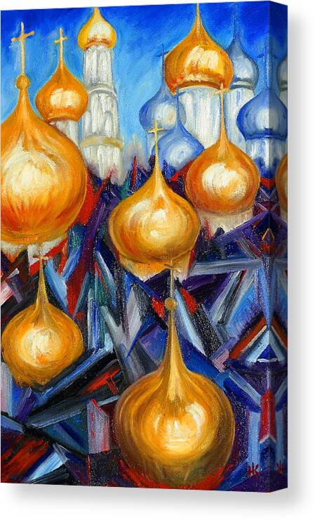  Canvas Print featuring the painting Russian Domes by Helen Kagan