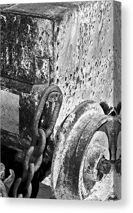 Ore Car Canvas Print featuring the photograph Rusty Metal In Black And White by Phyllis Denton