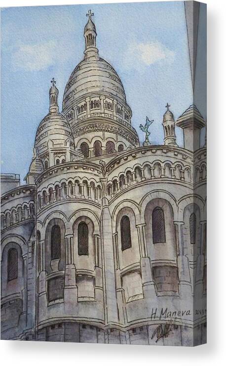 Architecture Canvas Print featuring the painting Sacre Coeur II by Henrieta Maneva