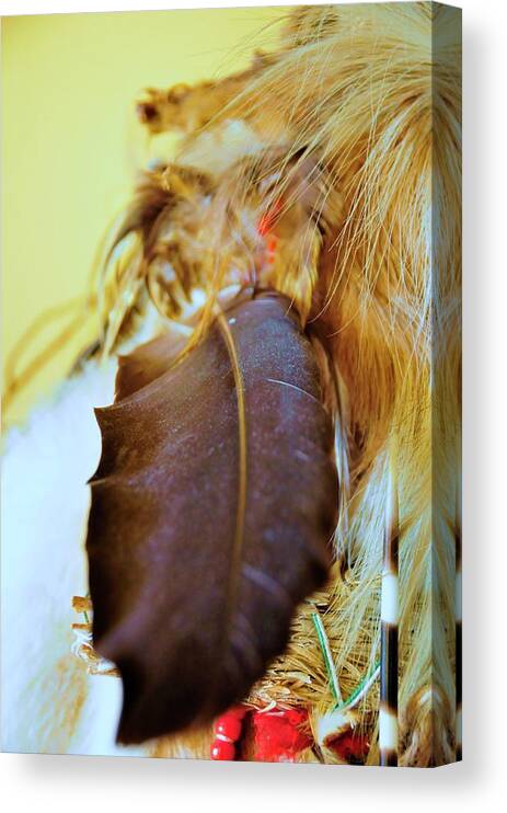 Eagle Feather Canvas Print featuring the digital art Sacred Eagle Feather by Kicking Bear Productions