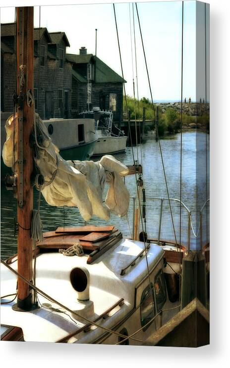 Leland Michigan Canvas Print featuring the photograph Safe Harbor in Fishtown by Michelle Calkins