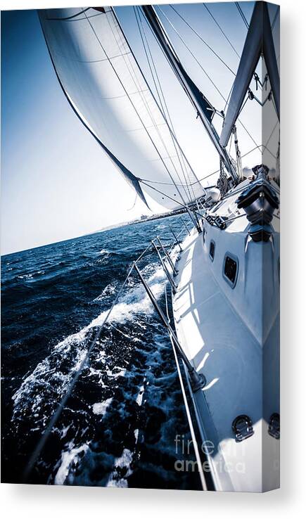 Action Canvas Print featuring the photograph Sailboat in action by Anna Om