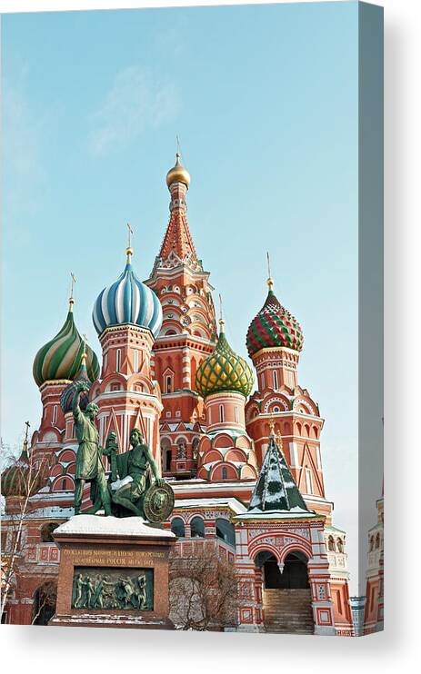 Red Square Canvas Print featuring the photograph Saint Basil Cathedral On Red Square by Travelif