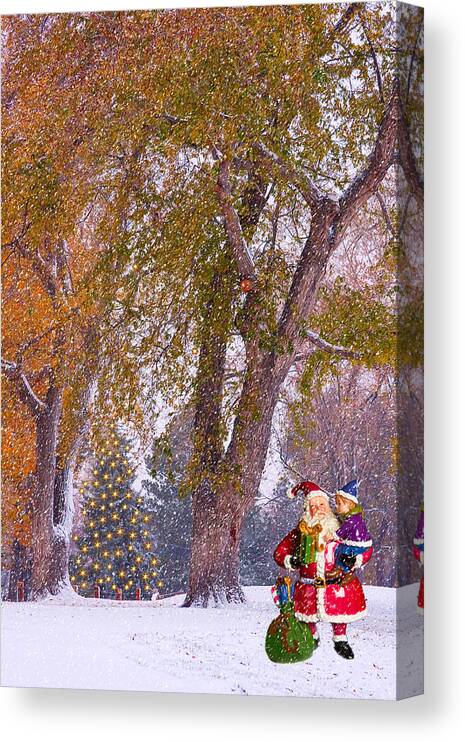 Santa Canvas Print featuring the photograph Santa Claus In the Snow by James BO Insogna