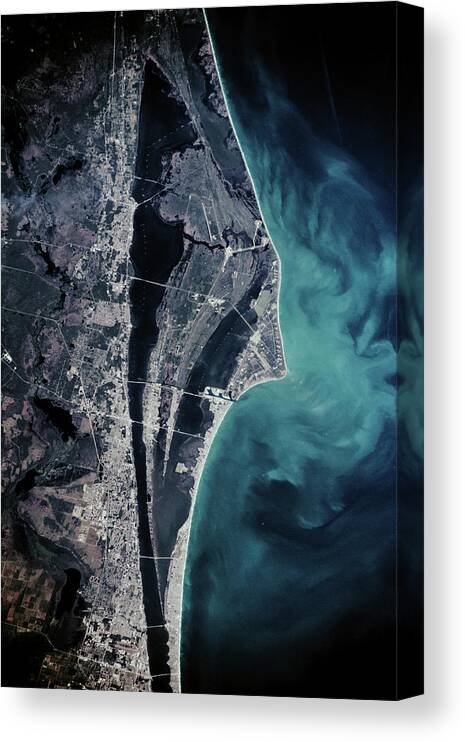 Photography Canvas Print featuring the photograph Satellite View Of Cape Canaveral by Panoramic Images