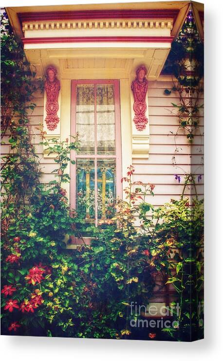 (architecture Or Architectural) Canvas Print featuring the photograph Seaside Cottage Window by Debra Fedchin