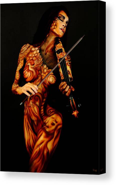 Body Paint Canvas Print featuring the photograph Continuity by Lymari Millot - Alex Hansen - Cully Firmin