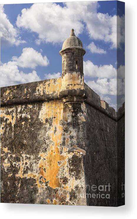 Built Structure Canvas Print featuring the photograph Sentry Box at El Morro Fortress in Old San Juan by Bryan Mullennix