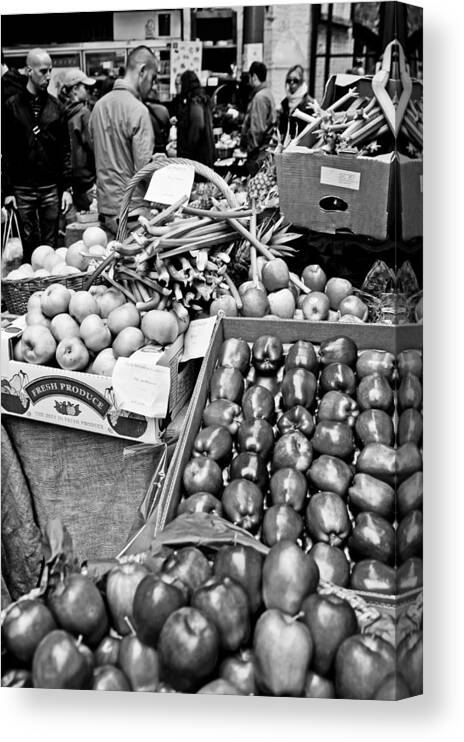 Looking Canvas Print featuring the photograph Shoppers in London's Borough Market by Alphotographic