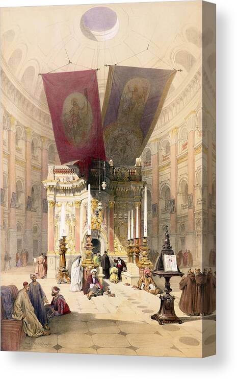 Interior Canvas Print featuring the drawing Shrine Of The Holy Sepulchre, April by David Roberts