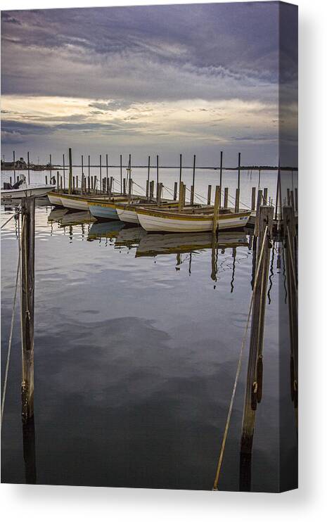 Fishing Boats Canvas Print featuring the photograph Silly Lily Fishing Station Sky Blue Boat by Robert Seifert