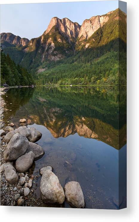 Alpenglow Canvas Print featuring the photograph Silver Lake Mountain Reflection by Michael Russell