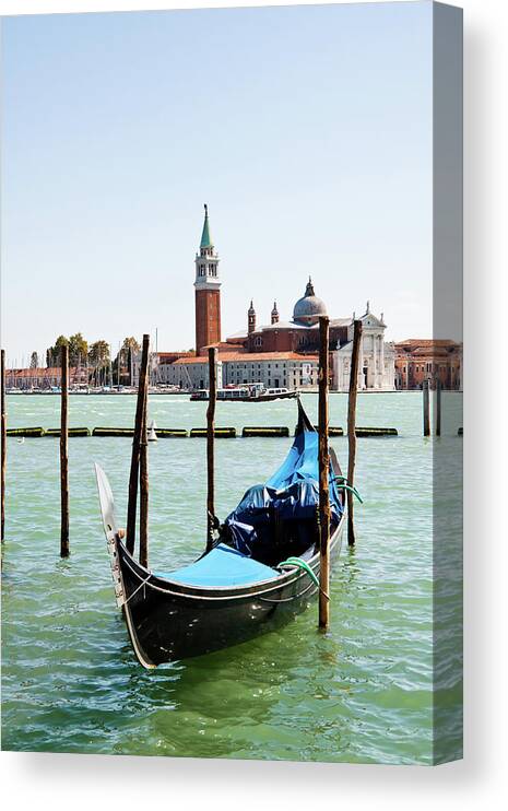Tranquility Canvas Print featuring the photograph Single Gondola In Front Of San Giorgio by Melissa Tse