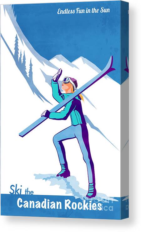 Ski Poster Canvas Print featuring the painting Ski the Rockies by Sassan Filsoof