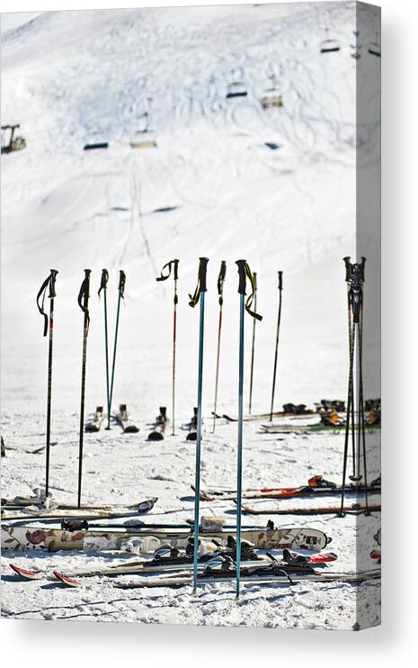 Tranquility Canvas Print featuring the photograph Skis And Poles by Howard Kingsnorth