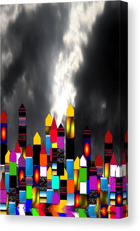 City Canvas Print featuring the digital art Skycity by Sladjana Lazarevic