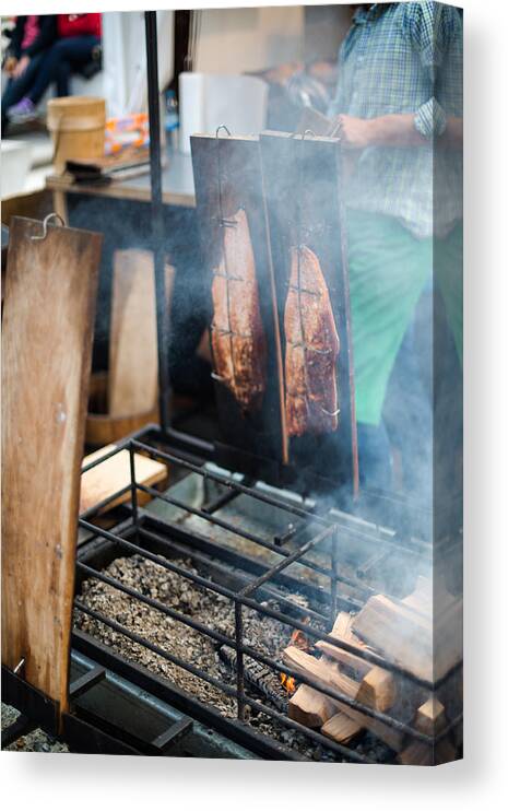 Fish Canvas Print featuring the photograph Smoked Salmon Steaks by Frank Gaertner