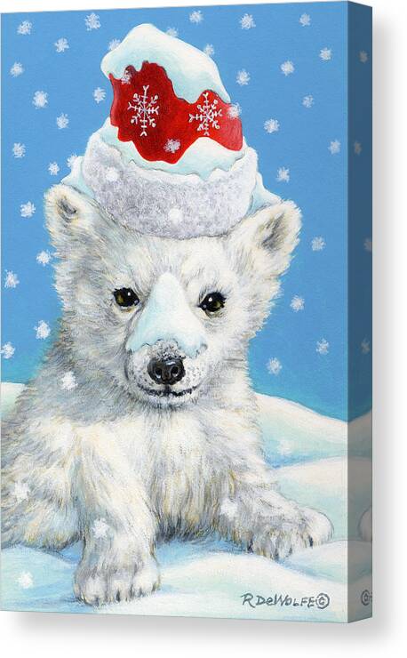 Winter Canvas Print featuring the painting Sno-Bear by Richard De Wolfe