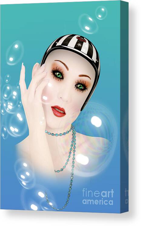 Soap Bubble Canvas Print featuring the digital art Soap Bubble woman by Mark Ashkenazi