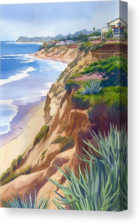 Solana Beach Canvas Print featuring the painting Solana Beach Ocean View by Mary Helmreich