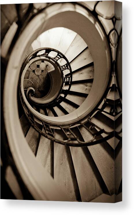 B&w Canvas Print featuring the photograph Spiral Staircase by Sebastian Musial