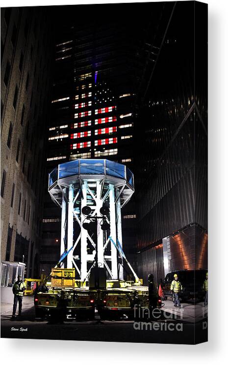 World Trade Center Canvas Print featuring the photograph Spire and American Flag by Steven Spak