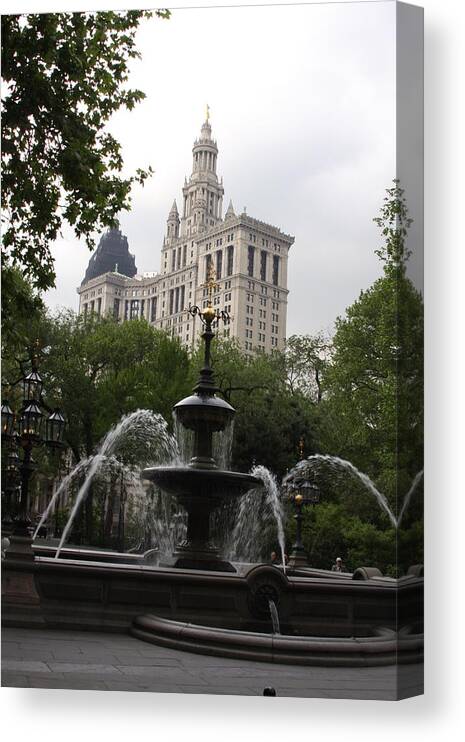 Spring Canvas Print featuring the photograph Spring in City Hall Park by Vadim Levin