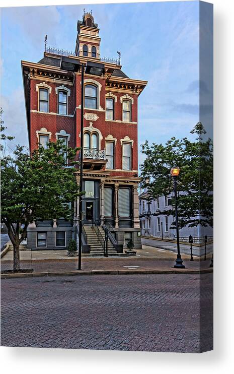 Elks Hall Canvas Print featuring the photograph St. Charles Odd Fellows Hall built in 1878 DSC00810 by Greg Kluempers
