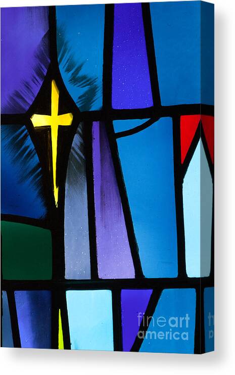 Christ Canvas Print featuring the photograph Stained Glass Cross by Karen Lee Ensley