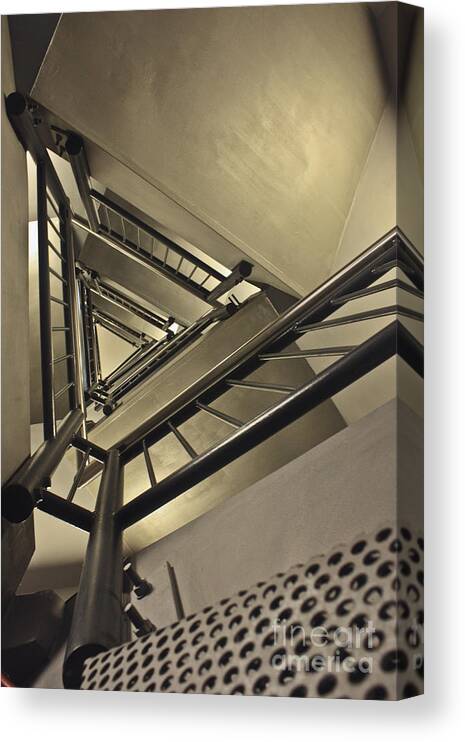 Spinnaker Tower Staircase Canvas Print featuring the photograph Stairing up the Spinnaker Tower by Terri Waters
