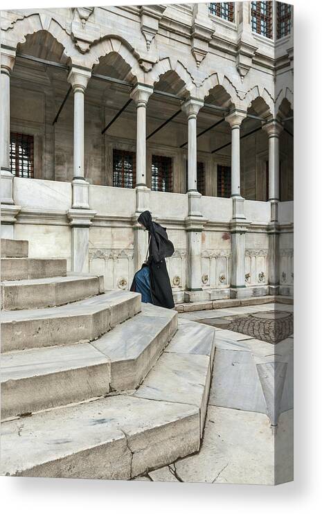 Arch Canvas Print featuring the photograph Stairs Of The Nuruosmaniye Mosque by Salvator Barki