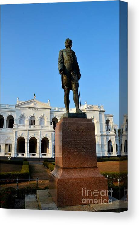 Statue Canvas Print featuring the photograph Statue of Gregory outside National Museum Colombo Sri Lanka by Imran Ahmed