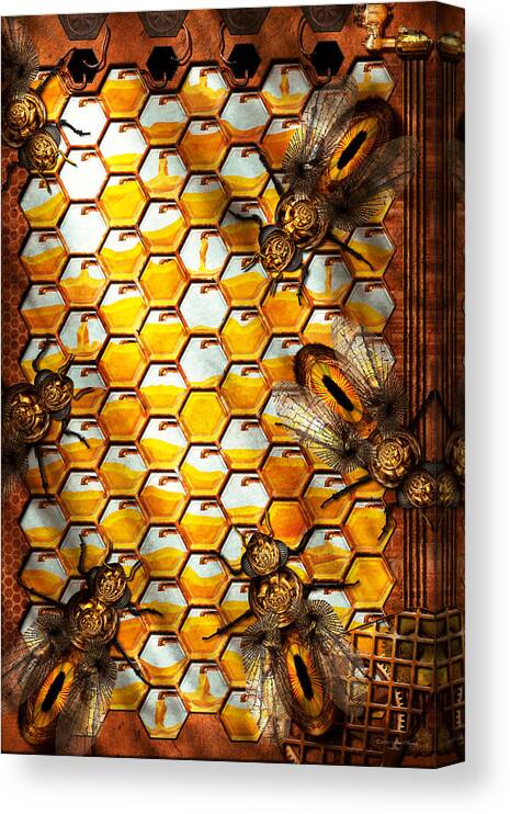 Self Canvas Print featuring the photograph Steampunk - Apiary - The hive by Mike Savad